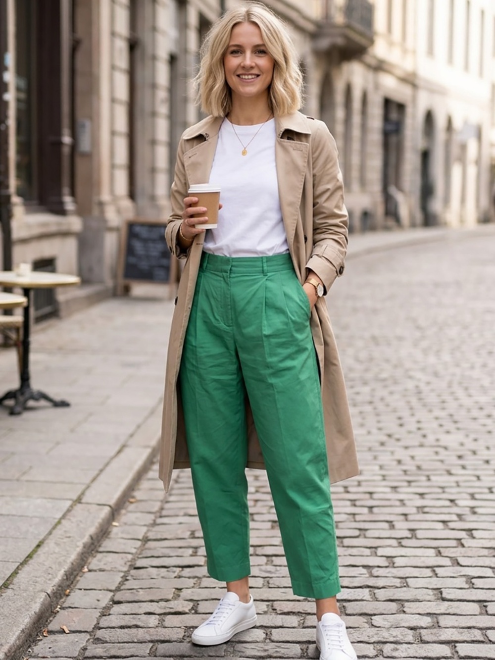 COS Cotton Pleated Wide Leg Pants Size 12 Kelly Green